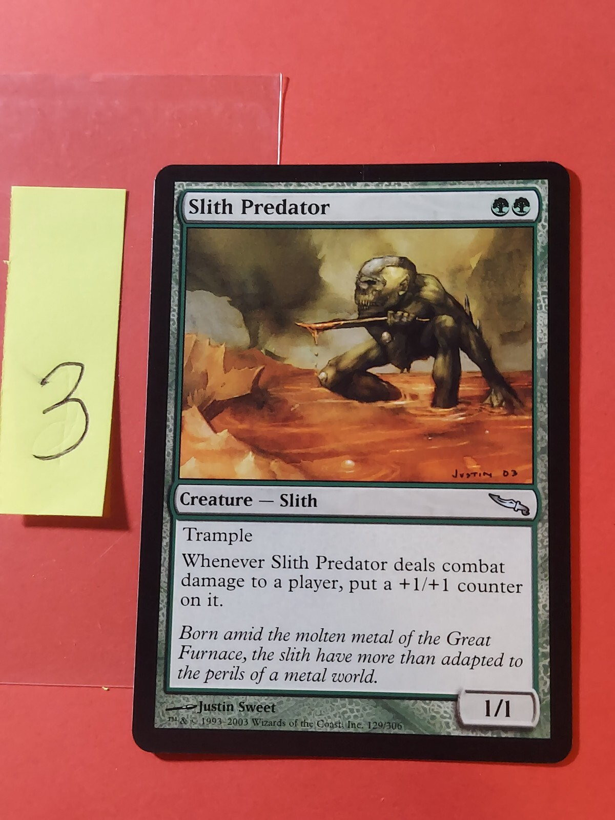 2003 Magic The Gathering Mirrodin #129 Slith Predator, UC, NF, Green, cd3