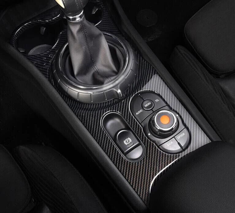 Cubierta de panel de cambio de marchas central de acero de fibra de carbono para Mini Cooper Clubman F54 Foto 4 de 4