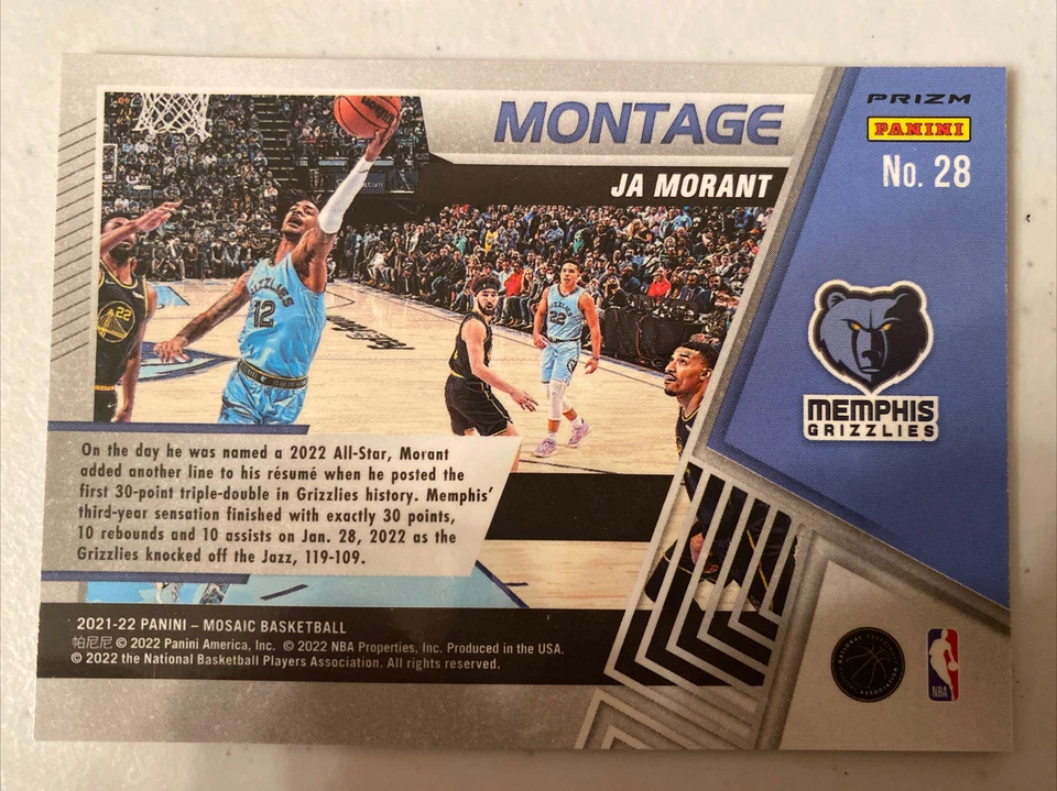 2021-22 Mosaic Basketball Montage Mosaic #28 Ja Morant - Memphis Grizzlies🔥 - Image 2 of 3