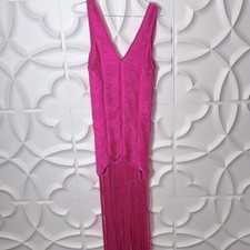 ASOS DESIGN fringe shift midi dress with cut out detail pink sz 4. (80)