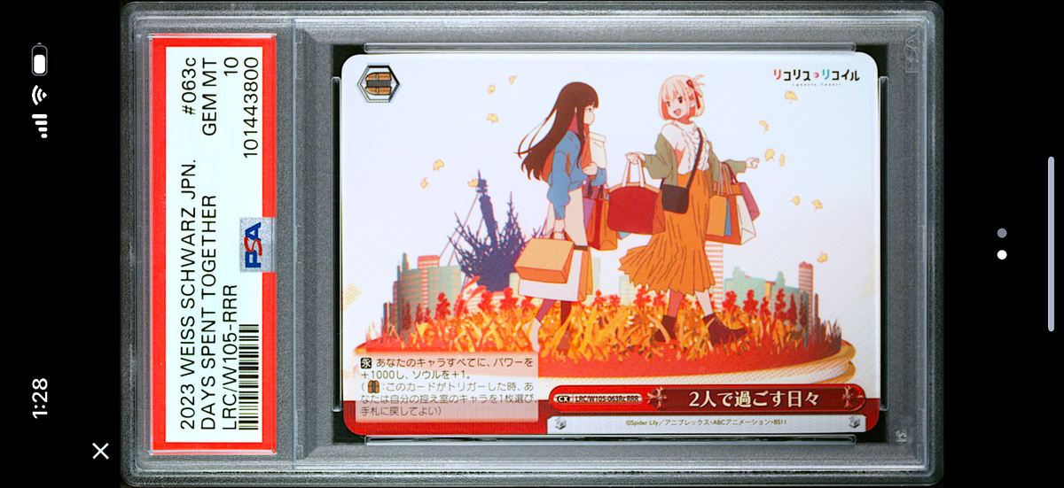 PSA 10 Weiss Schwarz Lycoris Recoil Chisato Takina Day Spent