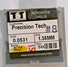 TCT REPOINTED DRILLS SLOT 1.35MM 0.0531" DIA 0.343" FLUTE LOT OF 50