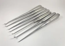 LOT of 7 Angled Brun Curette: KMedic, Pilling, Medicon & Jarit