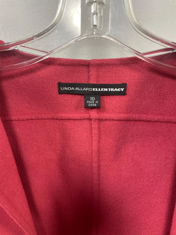 Linda Allard Ellen Tracy Wool Blazer Jacket Size 10 Women Pink Collar Open Front - Image 3 of 4