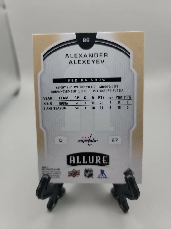 2020-21 Upper Deck Allure ROOKIE Red Rainbow #86  Alexander Alexeyev  Capitals - Image 2 of 2