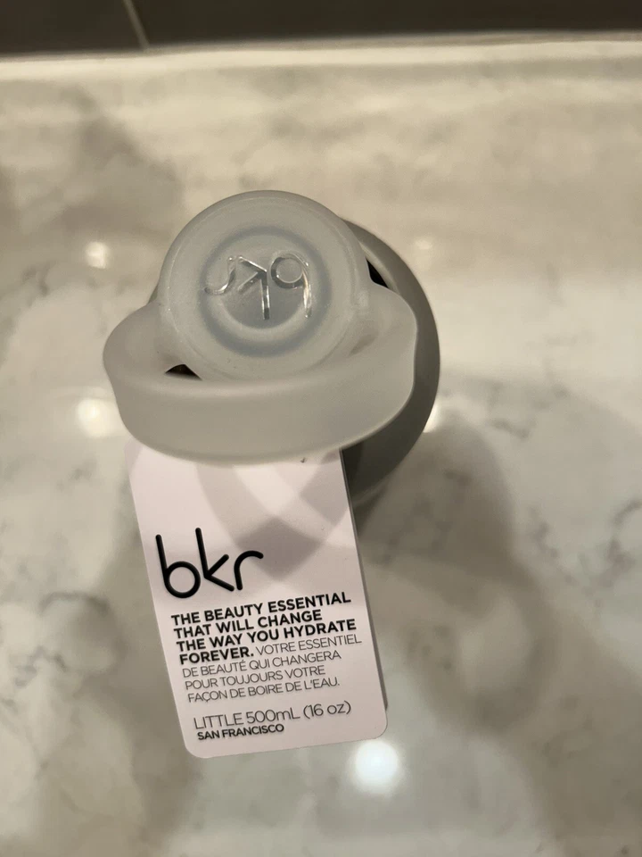 NEW bkr glass Water Bottle London Opaque Light Grey 500 ml 16 oz "Be the Guide" - Image 4 of 4
