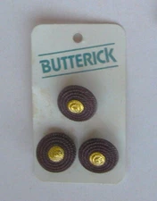 CRAFT-SEWING/KNITTING 6 x 20mm (2 Cards)Brown Plaited w Gold Look Centre Buttons