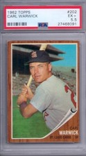 1962 Topps # 202 Carl Warwick Cards EX + PSA 5.5