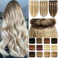 Clip In One Piece Real Remy Human Hair Extensions Half Full Head Wavy & Straight