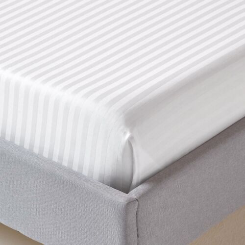 HOTEL QUALITY Satin Stripe Deep Fitted Sheet Bed Sheets Double & King Size NEW - Picture 32 of 94