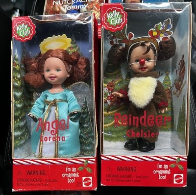 Mattel Kelly Club Angel Lorena & Reindeer Chelsie Christmas Ornament Lot of 2