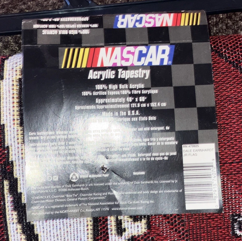 NASCAR Dale Earnhardt Jr. Tapiz acrílico número 8 estrellas y rayas 48” x 60” Foto 2 de 2