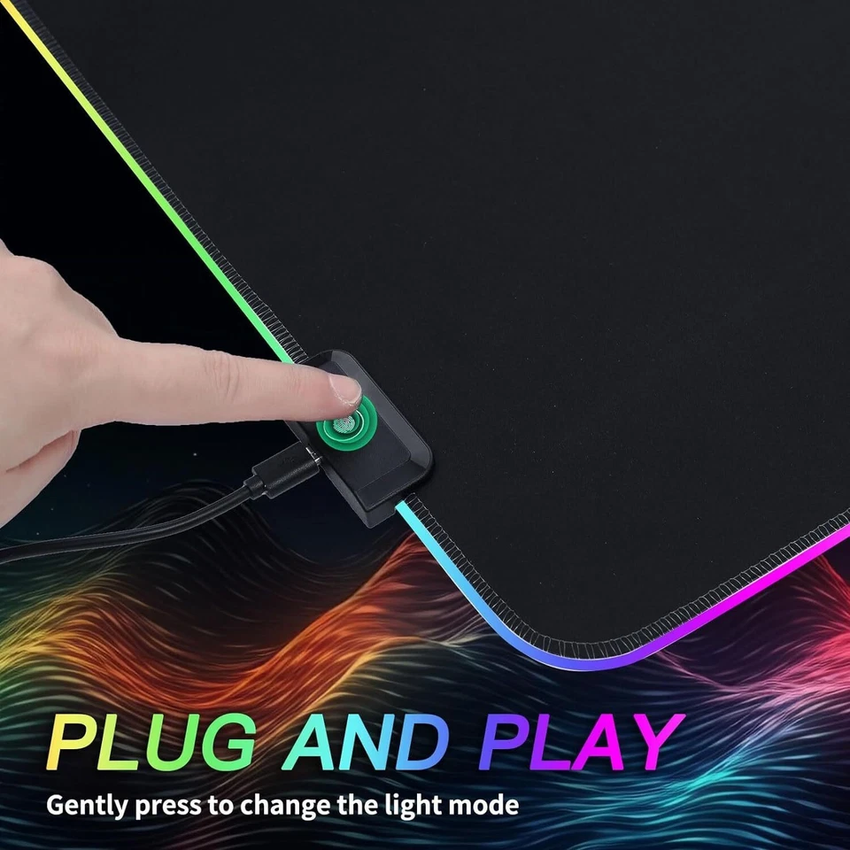RGB LED Extra Large Soft Gaming Mouse Pad Extended Glowing Desk Mat 31.5x12'' - Image 4 of 4