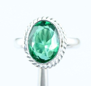 Natural Green Emerald 9.20 Ct Oval Gemstone Certified Men's Ring Free Delivery