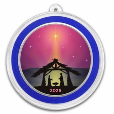 2025 1 oz Silver Colorized Round - Jesus In The Manger Purple 85.38 per troy oz