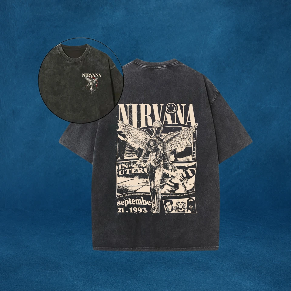 Camisa Nirvana In Utero Tour 1993 Banda Gráfica Camiseta Grunge Vintage Rock Shirt Foto 2 de 4