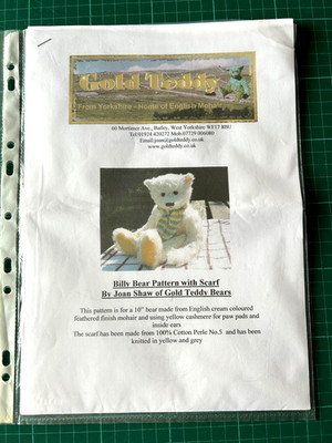 Vintage Billy Bear Mohair Teddy mit Gelenken Schnittmuster - Gold Teddy - 10'' J Shaw