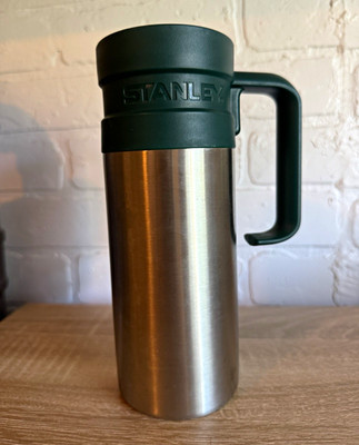 Vintage Stanley 16 oz Stainless Steel Travel Mug Green Handle 20-00541