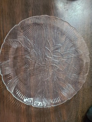 Vintage Arcoroc Canterbury Crocus Dinner Plate Embossed Clear Glass