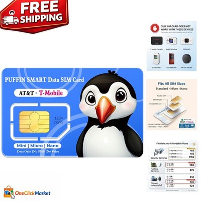 Puffin Smart 4G/5G LTE Data SIM Card - Reliable IoT Connectivity Anywhere