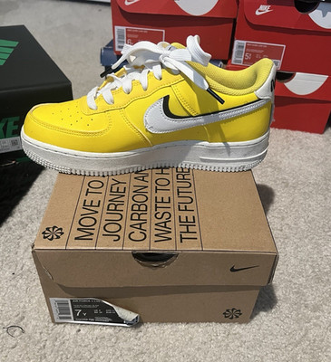 Nike Air Force 1 LV8 Low Top Lace-Up Sneakers Yellow White Black DQ0369-700