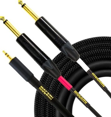 Mogami Gold 3.5mm TRS to Dual 1/4'' TS Stereo Audio Y-Adapter Cable, Gold...