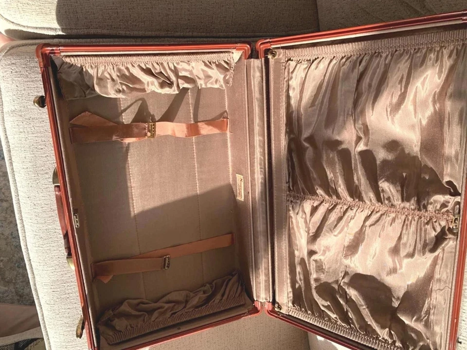 Large Vintage Samsonite Leather Suitcase, 1950's Shwayder Bros, Brown Hardshell - Image 4 of 4