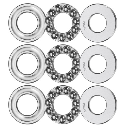 51202 Thrust Ball Bearing 15x32x12mm Chrome Steel with Washers 3 Set - Foto 1 di 5