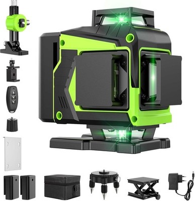 16 Line Laser Level 360 Self Leveling Green Cross Lines with Remote, Batterie...