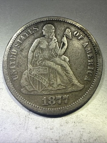 1877-P Seated Liberty Dime Very Fine Good Details 90% Silver