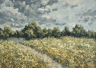 Original Ölgemälde Landschaft klein Wandbild Vintage Stil 5x7 Zoll (13x18cm)