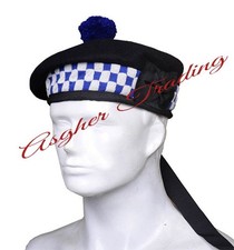 Handmade Scottish Military Traditional Kilt Cap - 100 Wool Balmoral Diced Hats