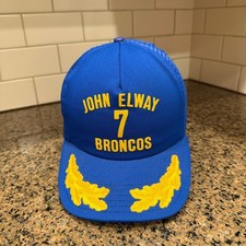 Vintage Denver Broncos John Elway 7 Trucker Hat Snapback Blue Made in USA