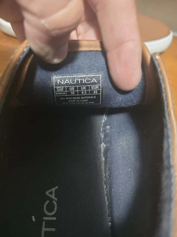 Zapatilla deportiva informal para barco Nautica Beirman para hombre - cuero sintético marrón - talla 10 Foto 2 de 4