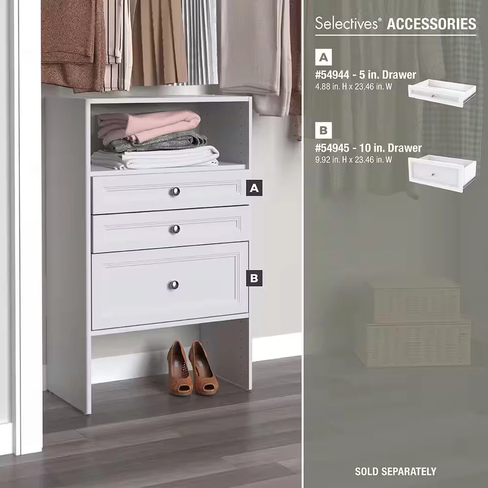 Selectivos 25 pulgadas Unidad torre blanca W apilable sistema de armario de madera de 3 estantes Foto 3 de 4