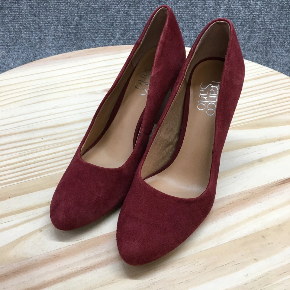 Zapatos de tacón Franco Sarto para mujer 6,5 M de terciopelo borgoña sin cordones Foto 3 de 4