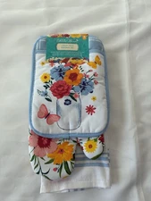 Pioneer Woman Flowering Frontier Kitchen Towel Oven Mitt & Pot Holder  Floral