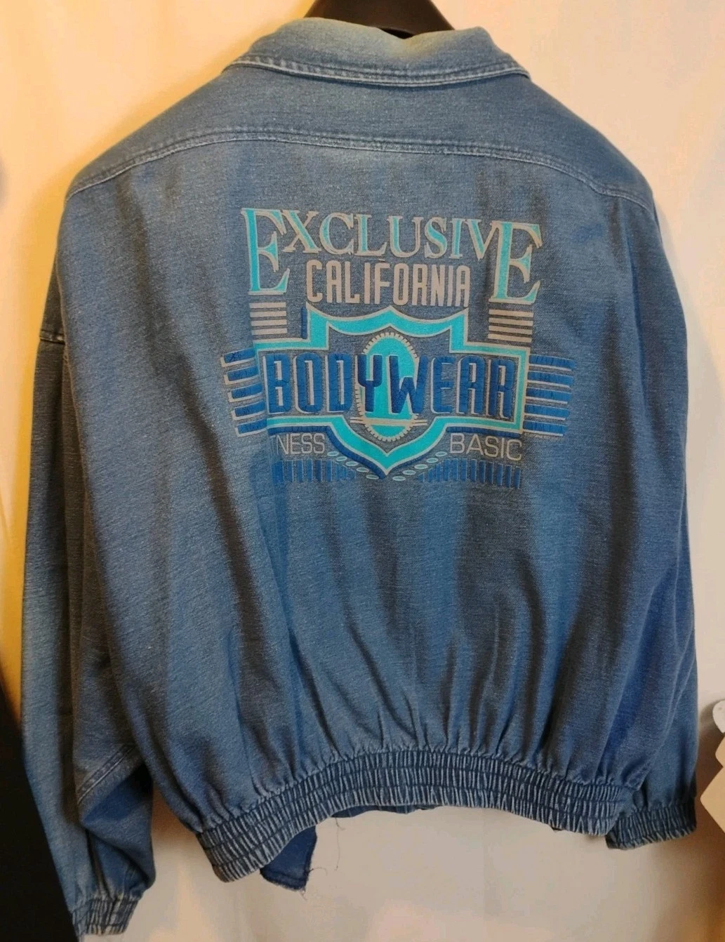 California Bodywear Basic Fitness Men's Full Zip Denim Jacket 1982 SZ XL