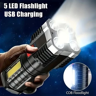 Super Bright LED Torch Flashlight+USB Rechargeable Tactical Camping Outdoor Lamp