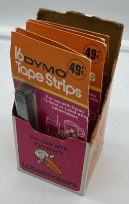 Lot of 5 Packs Vintage Dymo Labeling Label Tape Strips 3/8'' X 3'' w/Display Box
