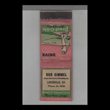 Matchbook Cover Prest-o-Lite Batteries Atlas Auto Parts & Grinding Co Louisville