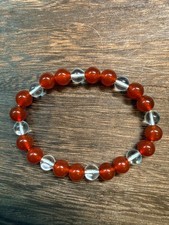 Natural Red Agate Carnelian Clear Quartz Brac...