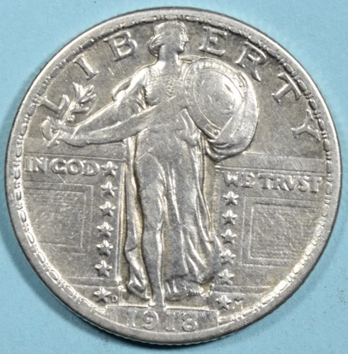1918-D STANDING LIBERTY QUARTER XF/AU!