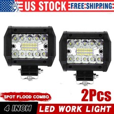 2pcs 4inch 12v Led Work Light Bar Spot Flood Pods Driving Off-road Tractor 4wd