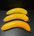 Vintage Murano Style Art Glass Bananas Set Of 3 - Hand Blown Yellow Fruit