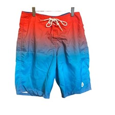 Hollister Men's Blue  Red Ombre Swim Trunks Shorts Size 28