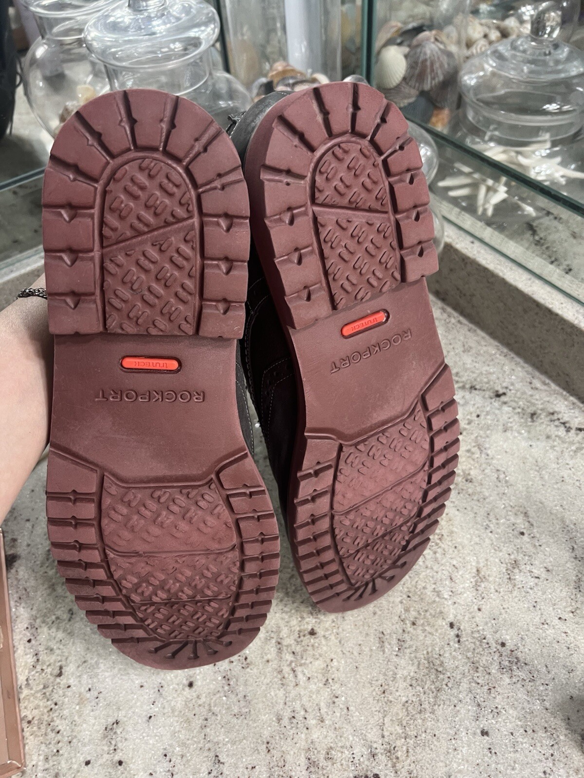 SAOLA Oxford Castlerock uomo Rockport Marshall punta ala pelle grigia US 14 W larghezza