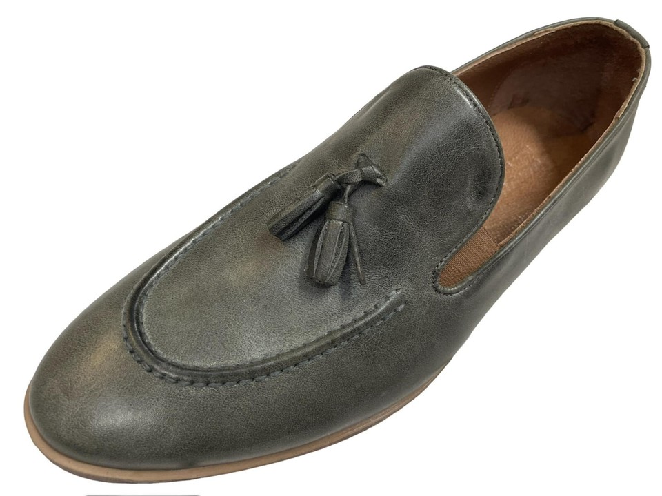 Designer Slippers Olive Green Leather Moccasins Moccasin Men's Shoes 41