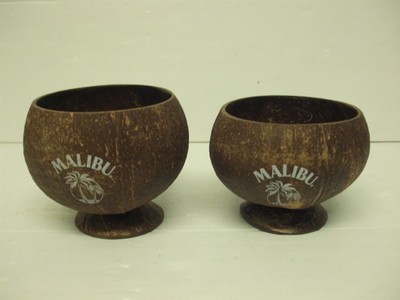 2 x Malibu Kokosschale Trinkbecher / Smoothie Bowls - Tropical Party