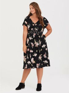 black floral midi dress